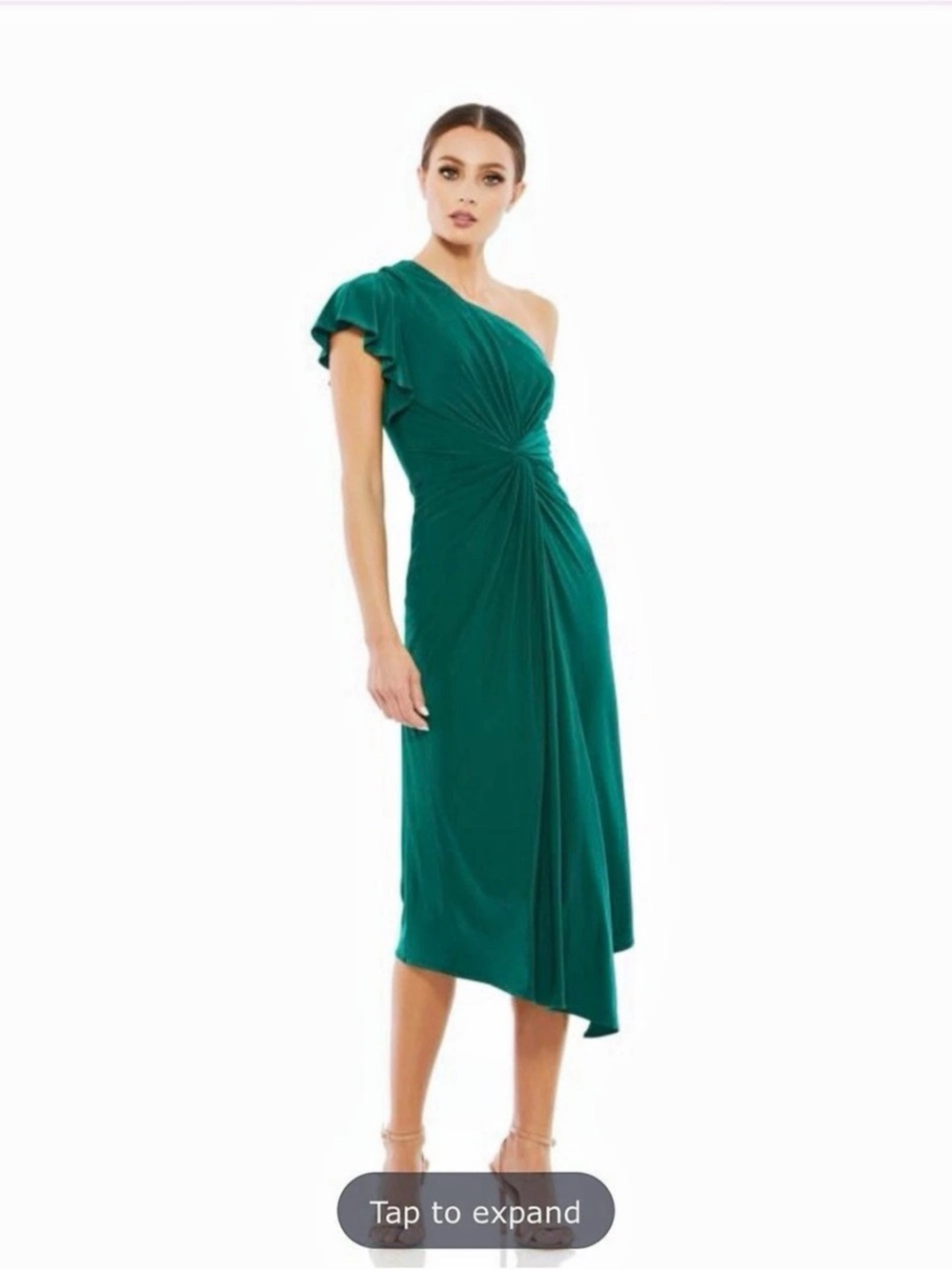 Mac Duggal A12480 one-shoulder twist-front midi dress Midi Dress in Green size 4
